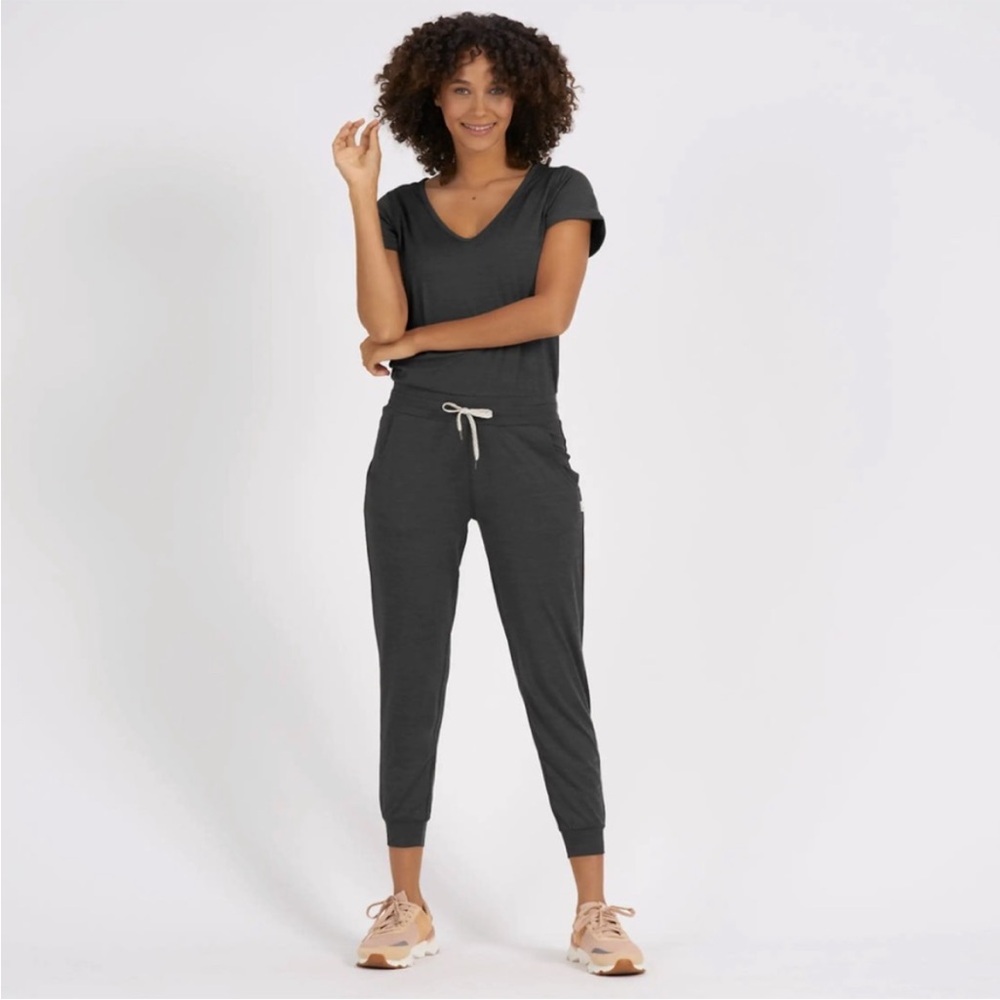 Vuori Women's Dark Gray Short-Sleeve Jumpsuit